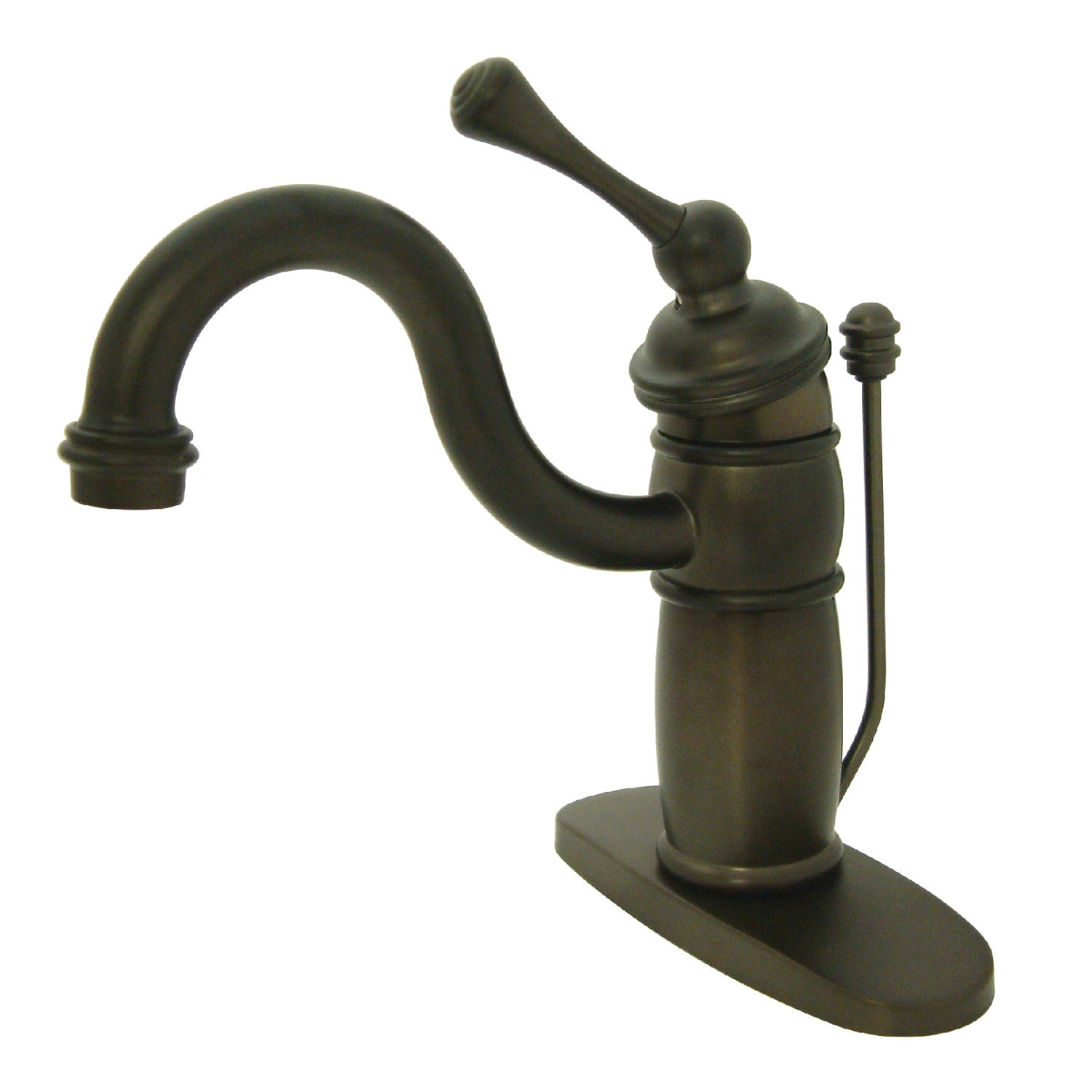 Kingston Heirloom KB1405BL - Victorian One-Handle 1-Hole Bathroom Faucet with Deck Plate and Pop-Up Drain, Oil Rubbed Bronze — image 1
